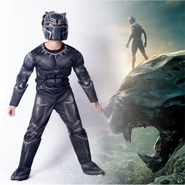 2018 HOT Spier Black Panther Cosplay Kostuum Halloween Maskers Realistische Kinderen Party Kleding For Children Kids