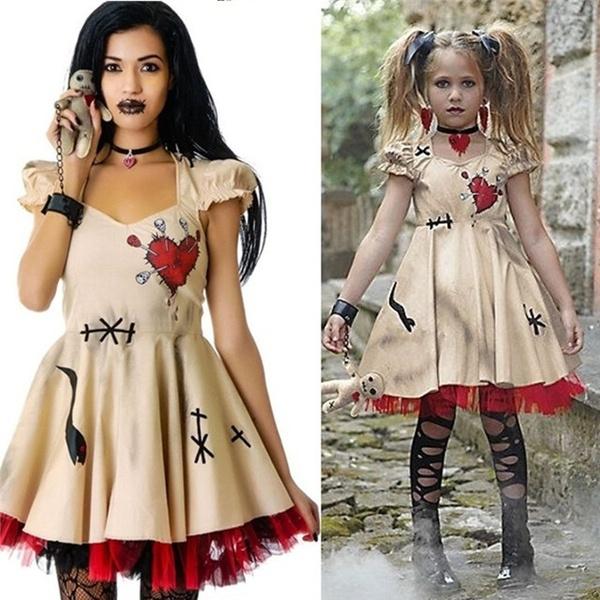 Fashion Women Girls Halloween Costume Voodoo Doll Costumes for Adults Child Fancy Dress