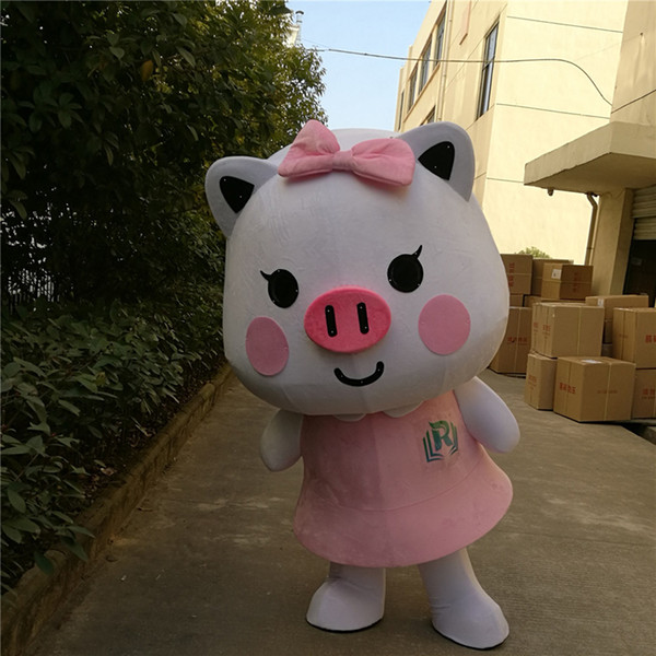 HOt Pig Lady Mascot Pink & White Costume Suit Dress Outfit