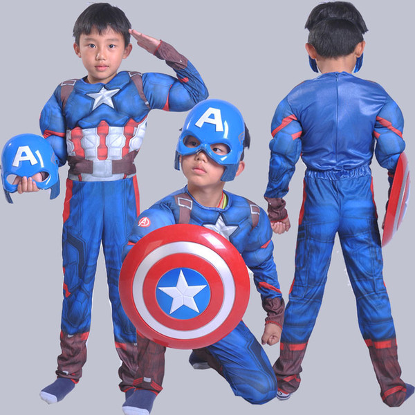 Role Play Costumes Halloween Avengers Alliance chid muscle captain superheroes cosplay clothing Captain Americe for kids boys girls S-L