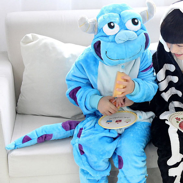 2018 Free Shipping Unisex Sulley Animal Pajamas for Child Anime Cosplay Costume Christmas Sleepwear Kigurumi Pajamas Baby Cartoon Jumpsuits