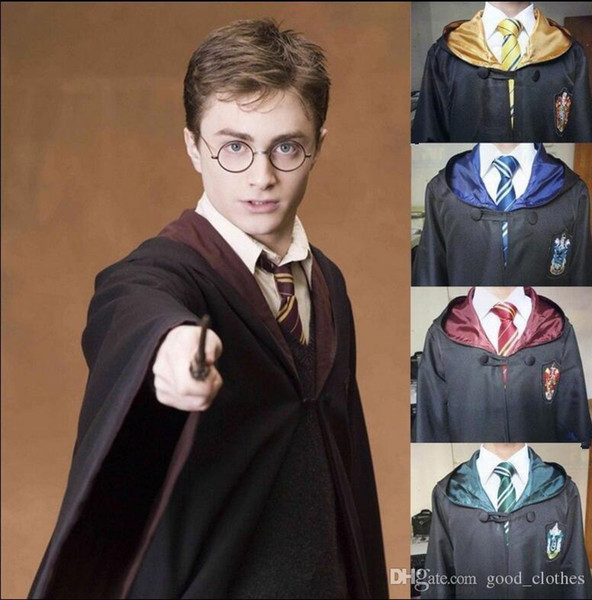 Harry Potter Robe Cloak Cape Cosplay Costume Kids Adult Harry Potter Robe Cloak Gryffindor Slytherin Ravenclaw Robe cloak KKA2442