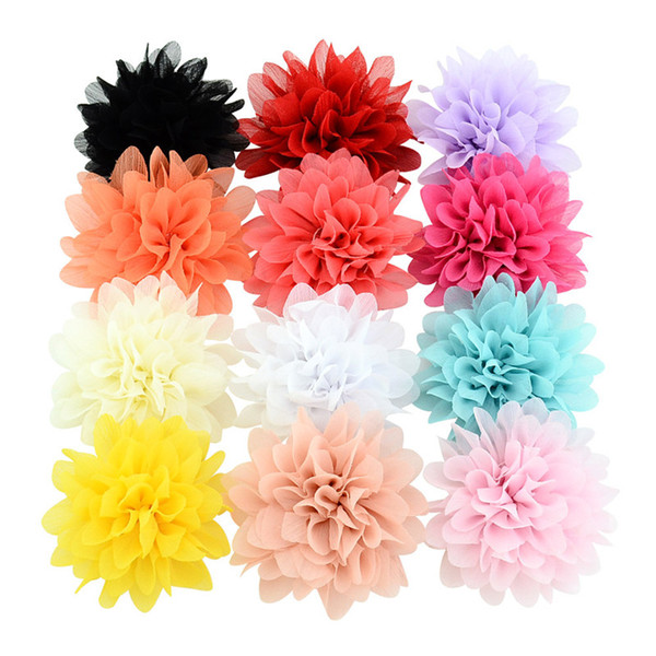 Solid Chiffon Flower Barrette With Clips Hairclip For Girls Headdress Colorful Floral Hairpins Hairpin Kids Hair Accessories Christmas Gift