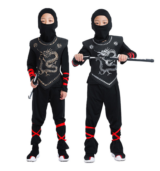 Kids Ninja Dragon Kung Fu Costumes Child Ninja Warrior Outfit Cosplay 2 Colour Sekect Size (M L XL)