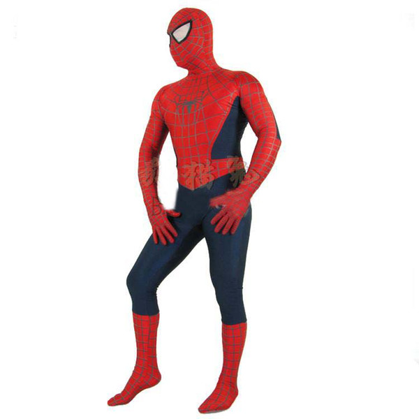 Hot sale Fantastic!!! Red and navy Blue Lycra/Spandex Spiderman Hero Zentai Costume XS-XL