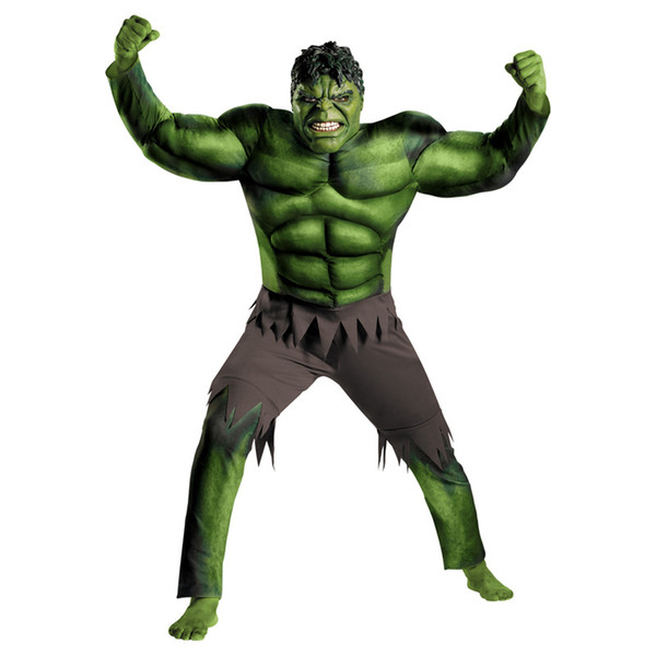 The Avengers Hulk Costume for boys Cosplay Halloween Costume for kids Carnival Clothes Children Gifts Fantasy Muscle Mask