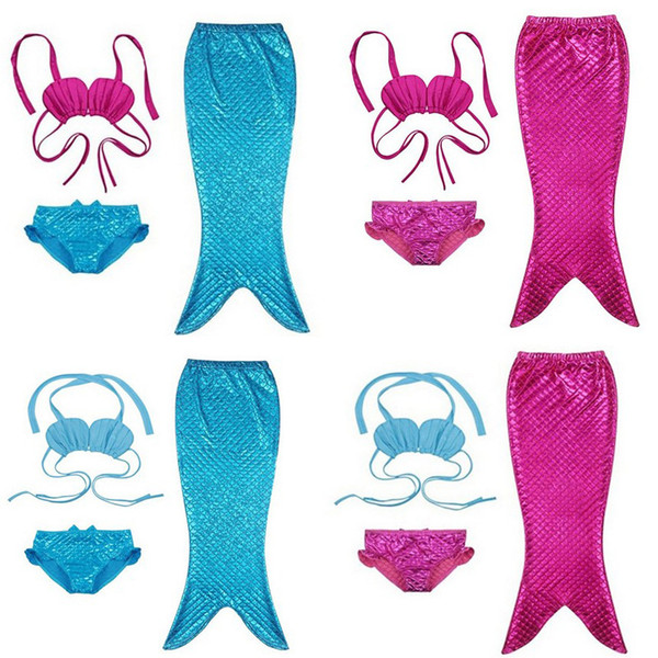 2019 New Kids Girls Mermaid Tail Swimmable Bikini Set Swimwear Swim Costume drop shipping hot sale