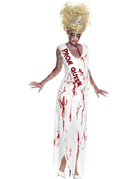 Women Prom Queen Role Play Long Dress Carnival Zombie Scary Costume Mummy Witch Halloween Clothes Cosplay