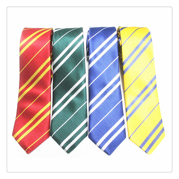 Harry Potter Necktie Harry Potter Costume School Crest Tie Gryffindor Ravenclaw Hufflepuff Striped Ties School Necktie For Costume Accessory