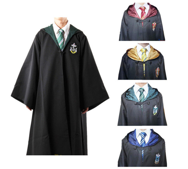 Harry Potter Robe Cloak Cape Cosplay Costume Kids Adult Harry Potter Robe Cloak Gryffindor Slytherin Ravenclaw Robe cloak 50pcs