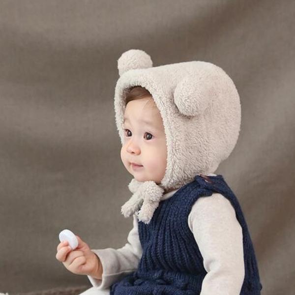 Baby Winter Warm Hat - Cute Bear Ear Toddler Beanie Newborn Hats Plush Babys Cap Photography Accessories For 0-1 Age