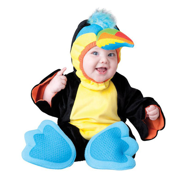 Lovely Animal Halloween Outfit for Baby grow Infant Boys Girls Baby Fancy Dress Cosplay Costume Parrot/Grey Elephant/Goldfish/Grey Rabbit