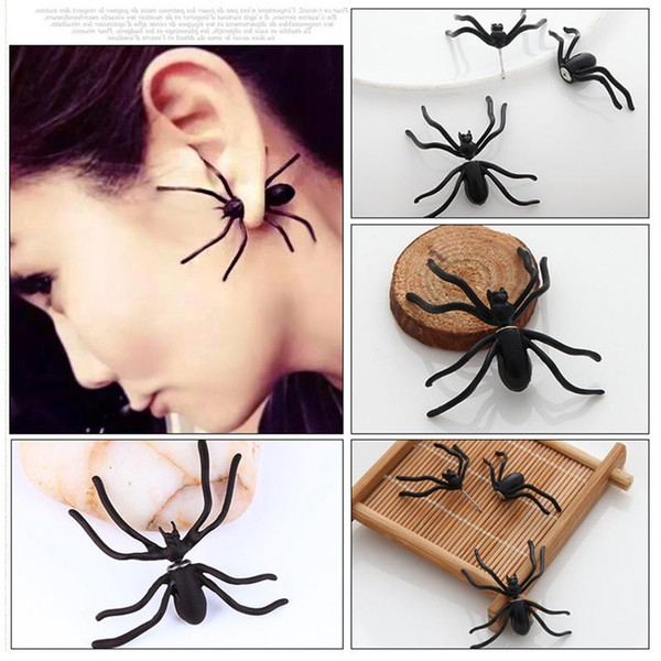 New Cosplay toys for kids Punk Halloween Black Spider Charm Ear Stud Earrings Evening Gift For Party Halloween Costume Novelty Toys