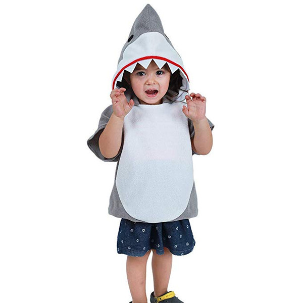 Children's Shark Halloween Costume Mascot Hoodie Grey