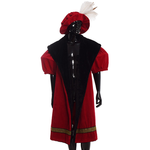 Retro Europe Style Royal Renaissance Costume Henry VIII Men Kings Red Cloak Cape Coat with Hat