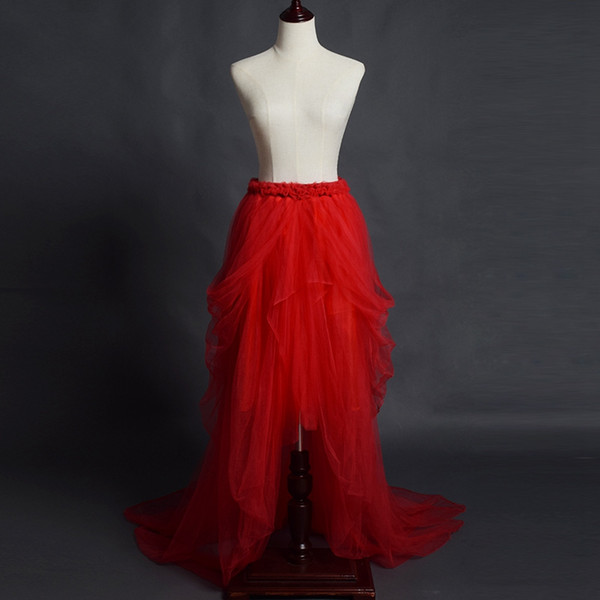 Bohemian Layered Draped Mesh Tulle Skirt Sky Blue/Black/Rose Red/Orange/Burgundy Bridal Gown Skirt
