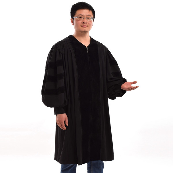 Men Black Pulpit Pastor Robe Unisex Adults Cleric Clergy Robe Doctoral Gown High Quality Fast Shipment