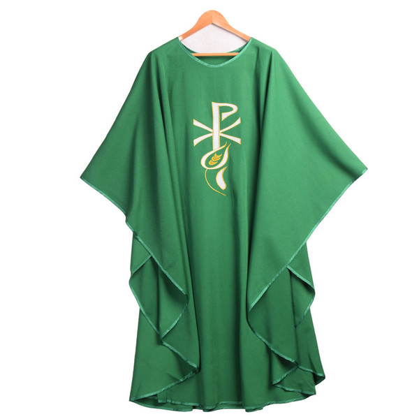 Holy Religion Costumes for Clergy Catholic Church Green Chasuble Celebrant Wheatear Embroidered Vestment 3 Styles New