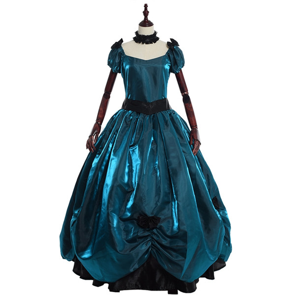 Victorian Period Costumes Retro Vintage Gothic Lolita Bow knot Renaissance Elegant Prom Evening Party Ball Gown Red/Blue