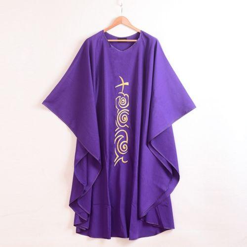 Holy Religion Costumes for Clergy Church Priest Purple Cloud-like Embroidery Cross Chasuble Robe Apparel Vestments 3 Styles