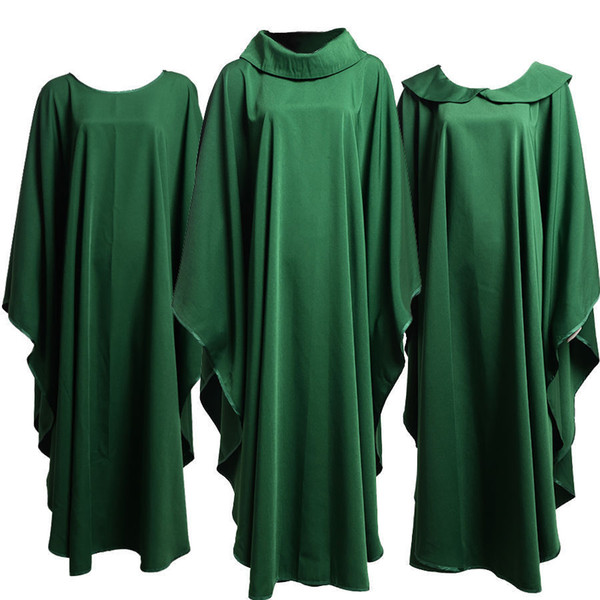 Holy Church Clergy Priests Solid Green Chasuble Altar Server Mass Vestment 3 styles Religions Formal Robe