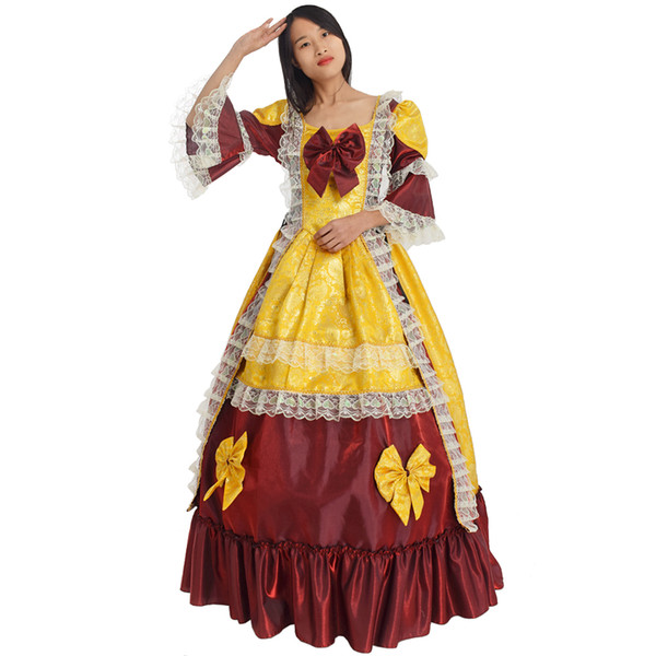 Women Royal Victorian Dress Ball Gown Gothic Period Red Reenactment Theater Wear Fast Shipment High Quality