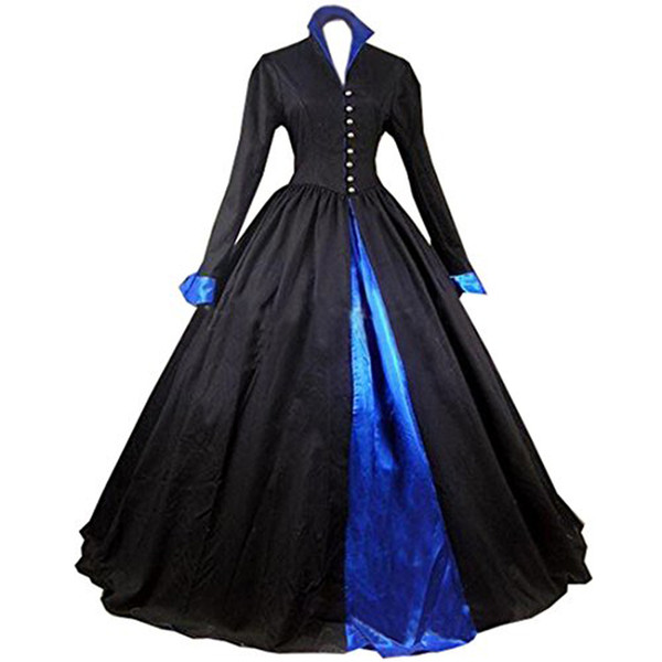 Women's Cotton Stand Collar Gothic Victorian Dress Costumes