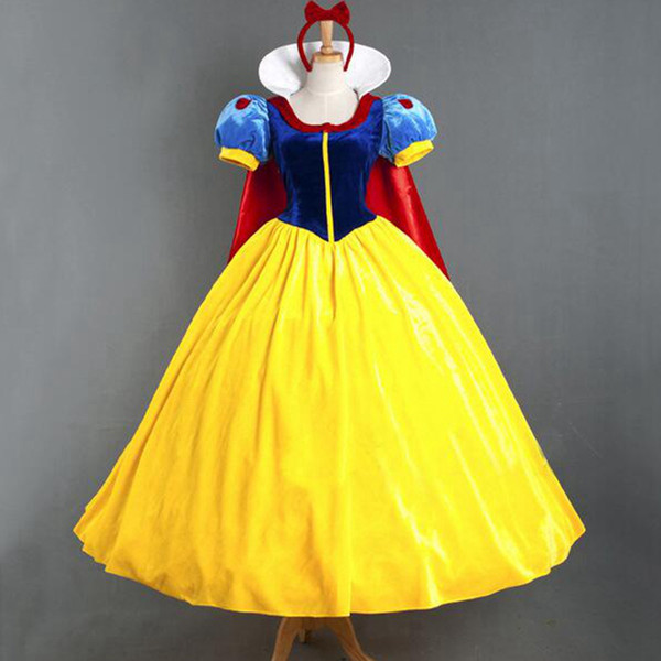 Halloween Snow White Long Dress Masquerade Carnival Adult Female Snow Queen Costume Anna Princess Cosplay Costume