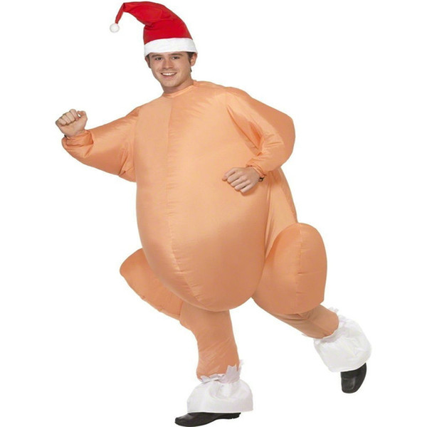 Inflatable Roast Turkey Costume Thanksgiving Day Christmas Holloween Cosplay Party Costumes Turkey Shape Clothes for Kids Adults 170cm