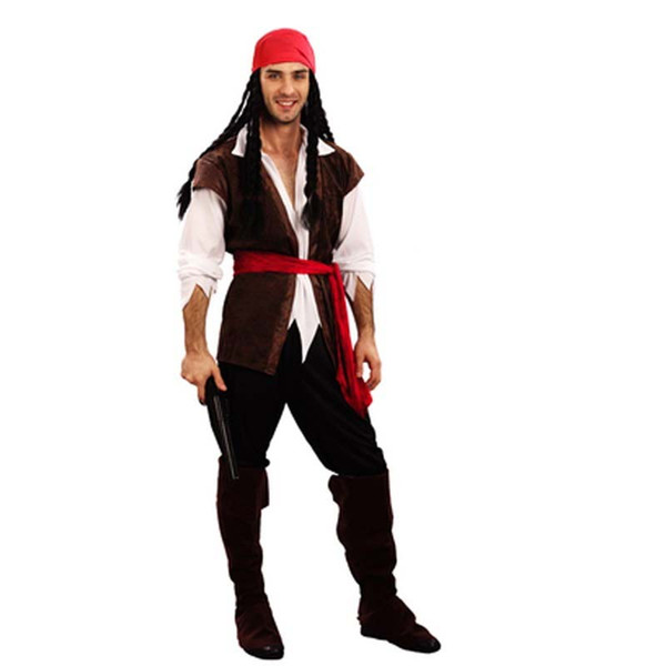 2018 Male Men Sparrow Pirates Costume For Adults Masquerade Cosplay Costumes Carnival Fancy Dress Party Supplies Purim