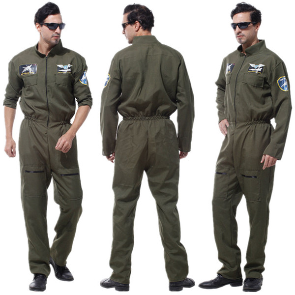 Adult Men Special Force Costume Pilot Jumpsuit for Halloween Carnival Christmas Masquerade Fantasia Fancy Dress Cosplay Clothes