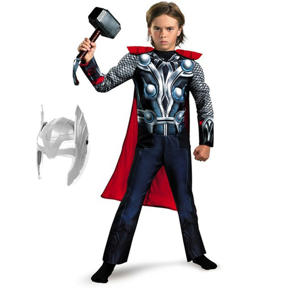 Kids Muscle Thor Cosplay Costumes Clothes With Harmmer Child Halloween Costumes Children's Day