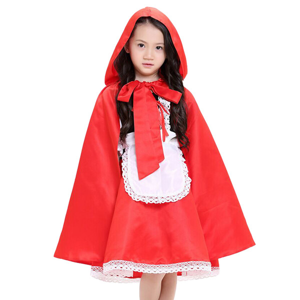 new arrival children girl Little Red Riding Hood cosplay dress princess halloween costume DS clothing