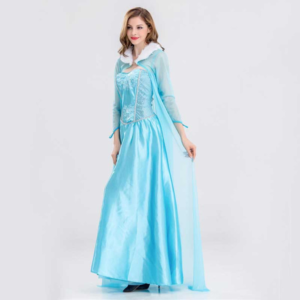 Halloween Christmas Party cosplay Anna Costume Dress Adult women Cosplay Dress Snow Queen Princess Dresses Anna