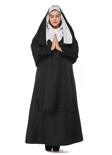 Nun Catholic Church Fancy Dress Religious Sister Holy Halloween Cosplay Party