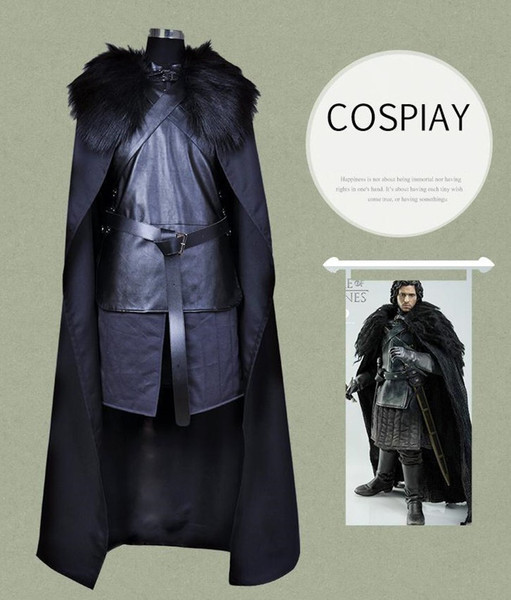 Game of Thrones Nights Watch Jon Snow Cosplay Costume Outfit Suit Dress