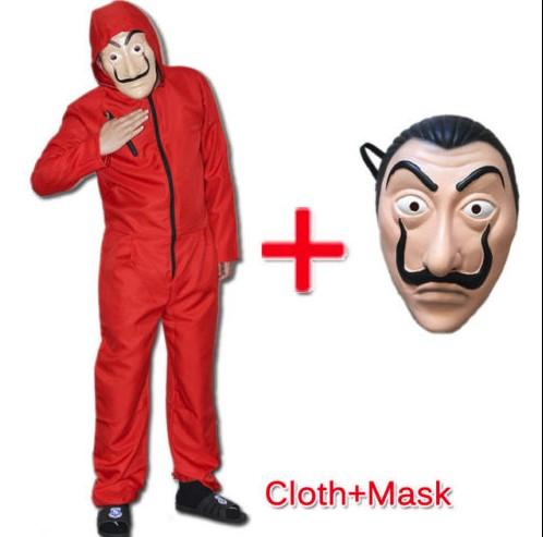 Salvador Dali La Casa De Papel Money Heist Cos Jumpsuit Mask Costume Cosplay