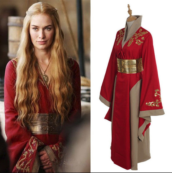 Game of Thrones Queen Cersei Lannister Red Luxury Dress Cosplay Costume