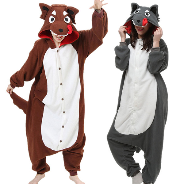 Wolf Women Men Animal Kigurumi Polar Fleece Costume for Halloween Carnival New Year Party welcome Drop Shipping