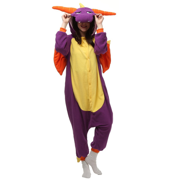 Spyro Dragon Women and Men Game Kigurumi Polar Fleece Costume for Halloween Carnival New Year Party welcome Drop Shipping