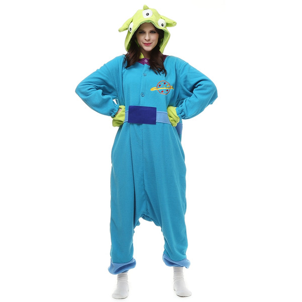 Adult's Polar Fleece Alien Kigurumi for Halloween Carnival New Year Party welcome Drop Shipping