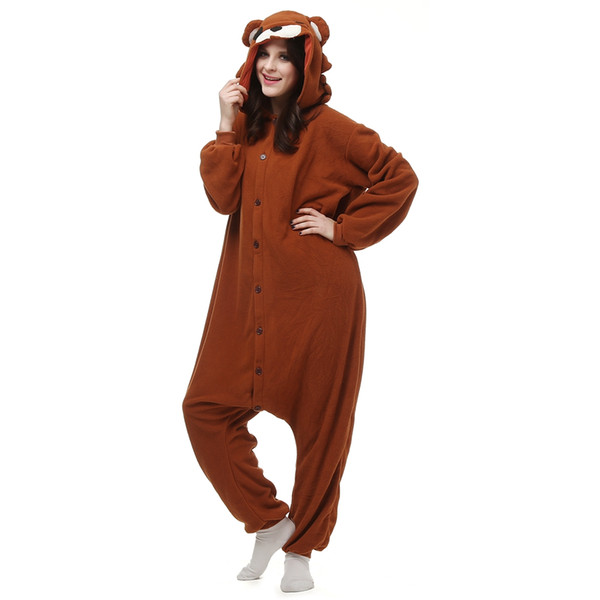 Coffee Bear Adult's Animal Kigurumi Polar Fleece Costume for Halloween Carnival New Year Party welcome Drop Shipping