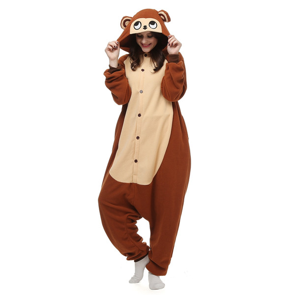 Monkey Women and Men Animal Kigurumi Polar Fleece Costume for Halloween Carnival New Year Party welcome Drop Shipping