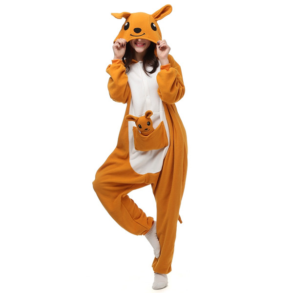 Kangaroo Adult's Animal Kigurumi Polar Fleece Costume for Halloween Carnival New Year Party welcome Drop Shipping