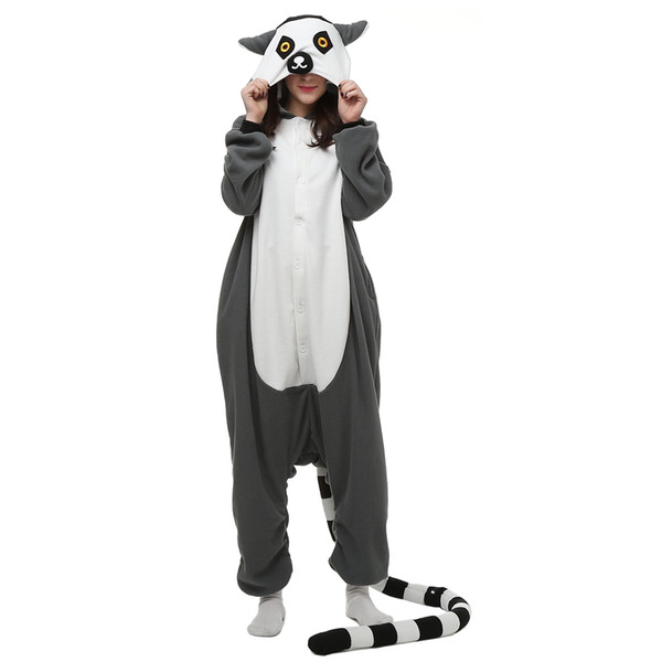 Lemur Women and Men Anime Kigurumi Polar Fleece Costume for Halloween Carnival New Year Party welcome Drop Shipping