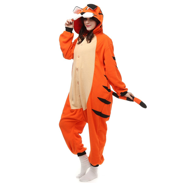 Bengal Tiger Adult's Animal Kigurumi Polar Fleece Costume for Halloween Carnival New Year Party welcome Drop Shipping