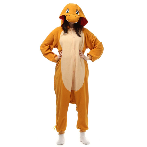 Charmander Adult's Japanese Anime Kigurumi Polar Fleece Costume for Halloween Carnival New Year Party welcome Drop Shipping