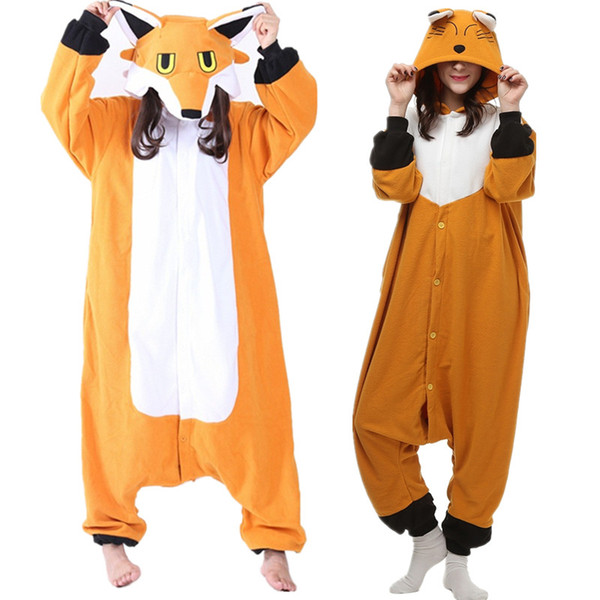 Fox Women's and Men's Animal Kigurumi Polar Fleece Costume for Halloween Carnival New Year Party welcome Drop Shipping