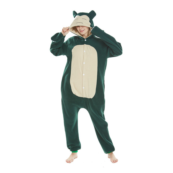 Snorlax Kigurumi Pocket Monster Cosplay Costume Adult Polar Fleece Cartoon Onesies Pajama Halloween Carnival Masquerade Party Jumpsuit