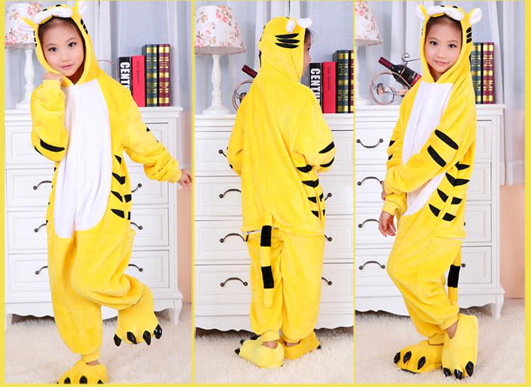 Yellow Tiger Kids Onesies Onesie Pajamas Kigurumi Jumpsuit Hoodies Sleepwear For Children (no claw) Welcome Wholesale Order